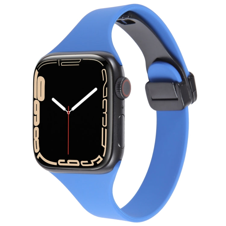For Apple Watch SE 2022 44mm Magnetic Buckle Slim Silicone Watch Band(Royal Blue) - Watch Bands by PMC TechLife | Online Shopping South Africa | PMC TechLife