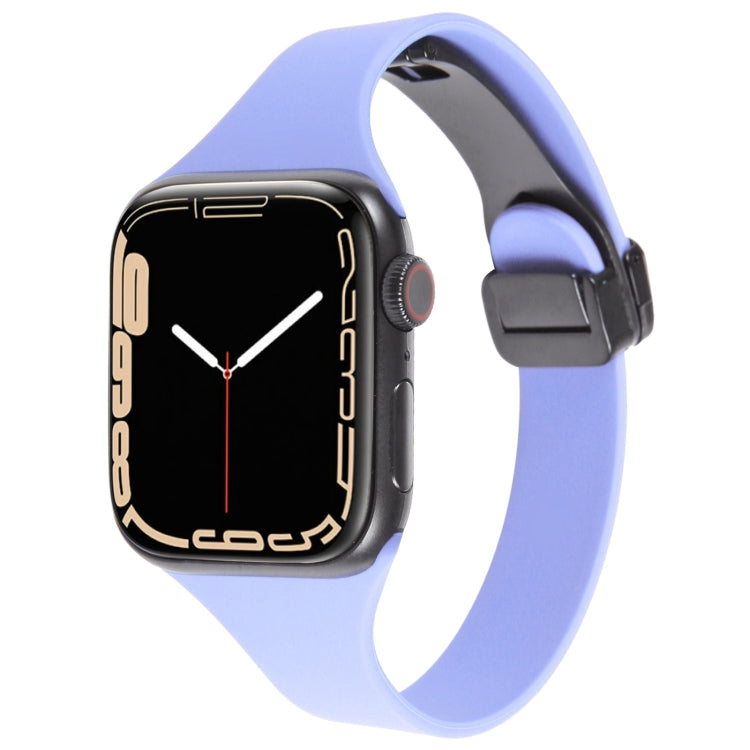 For Apple Watch SE 2022 44mm Magnetic Buckle Slim Silicone Watch Band(Light Purple) - Watch Bands by PMC TechLife | Online Shopping South Africa | PMC TechLife