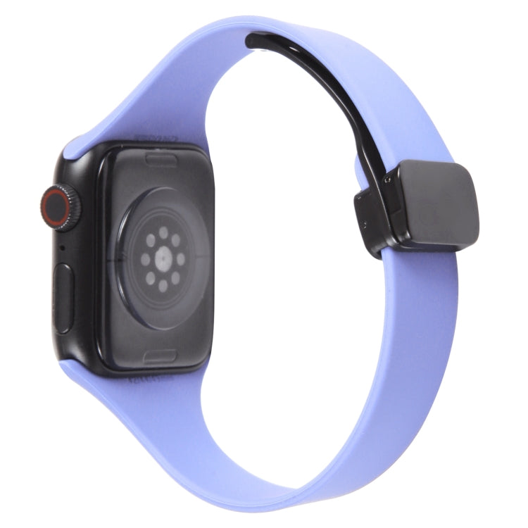 For Apple Watch SE 2022 44mm Magnetic Buckle Slim Silicone Watch Band(Light Purple) - Watch Bands by PMC TechLife | Online Shopping South Africa | PMC TechLife