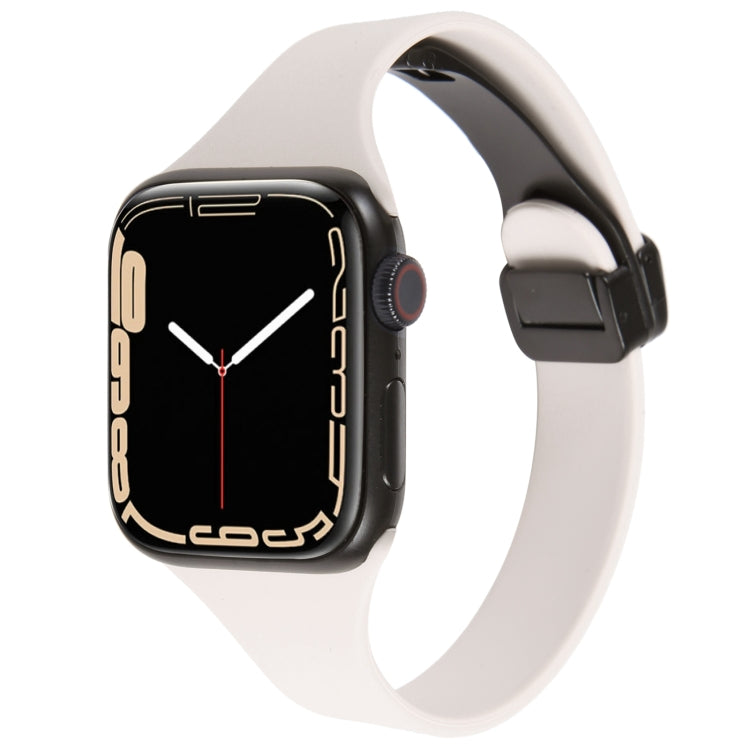 For Apple Watch 7 41mm Magnetic Buckle Slim Silicone Watch Band(Starlight) - Watch Bands by PMC TechLife | Online Shopping South Africa | PMC TechLife