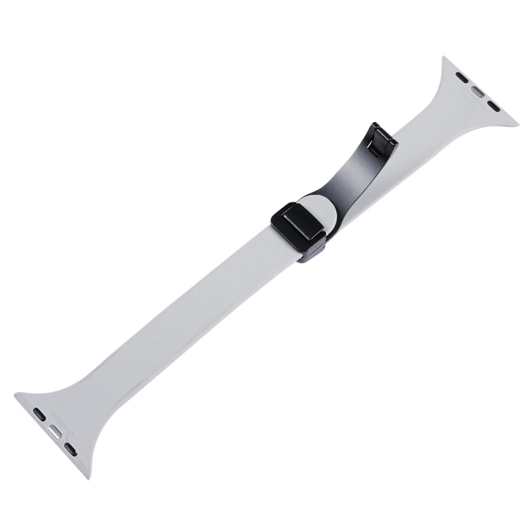 For Apple Watch 7 41mm Magnetic Buckle Slim Silicone Watch Band(Light Grey) - Watch Bands by PMC TechLife | Online Shopping South Africa | PMC TechLife