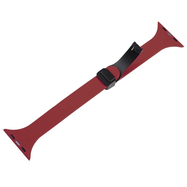 For Apple Watch 7 45mm Magnetic Buckle Slim Silicone Watch Band(Wine Red) - Watch Bands by PMC TechLife | Online Shopping South Africa | PMC TechLife