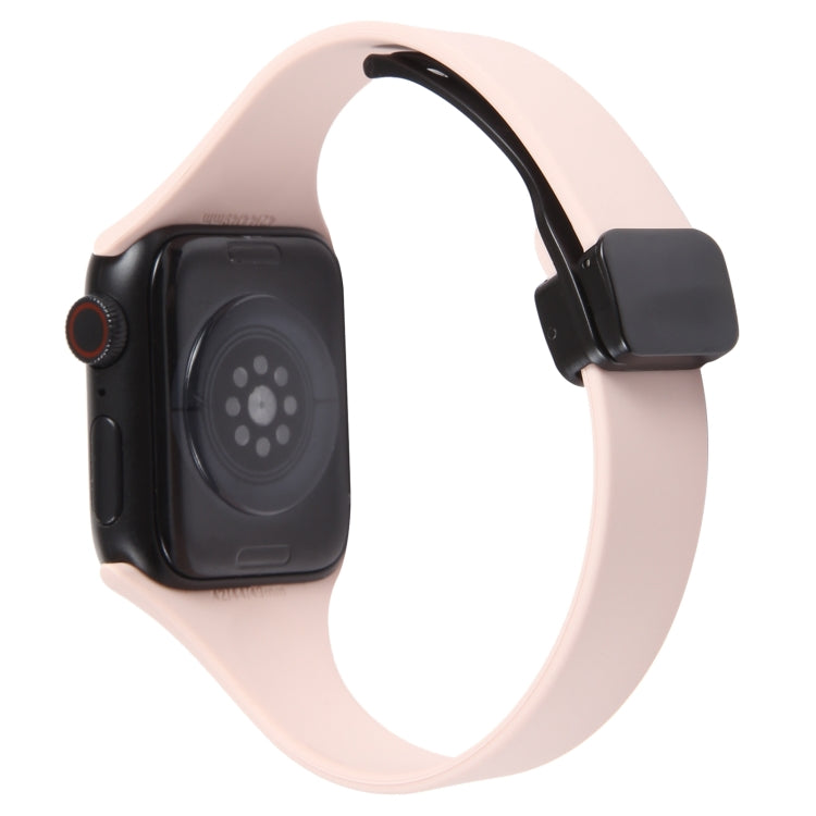 For Apple Watch 7 45mm Magnetic Buckle Slim Silicone Watch Band(Pink) - Watch Bands by PMC TechLife | Online Shopping South Africa | PMC TechLife