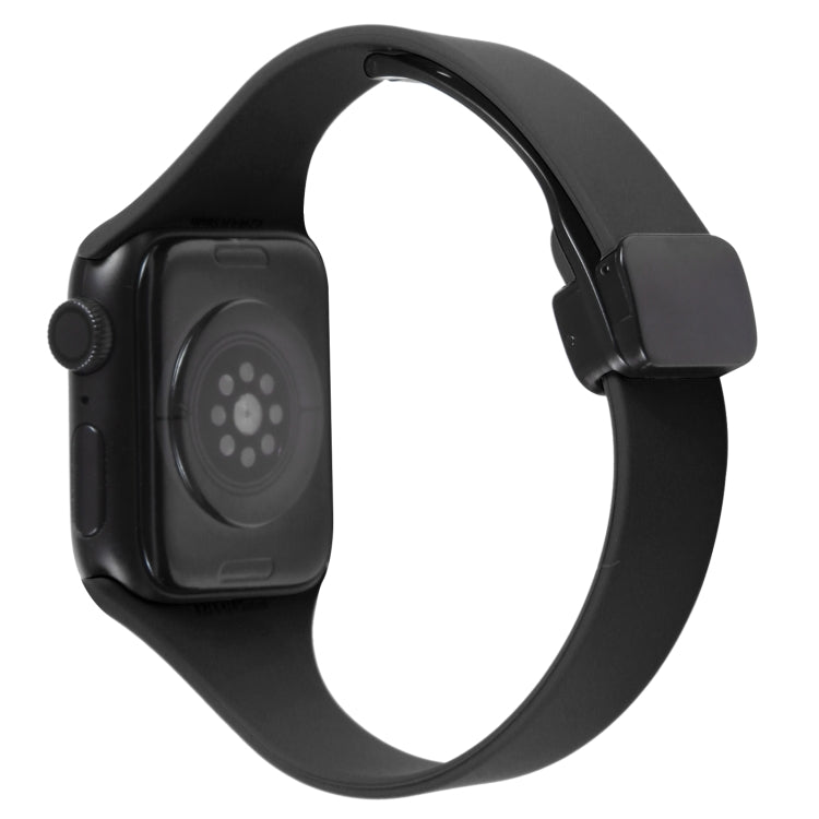 For Apple Watch SE 40mm Magnetic Buckle Slim Silicone Watch Band(Black) - Watch Bands by PMC TechLife | Online Shopping South Africa | PMC TechLife
