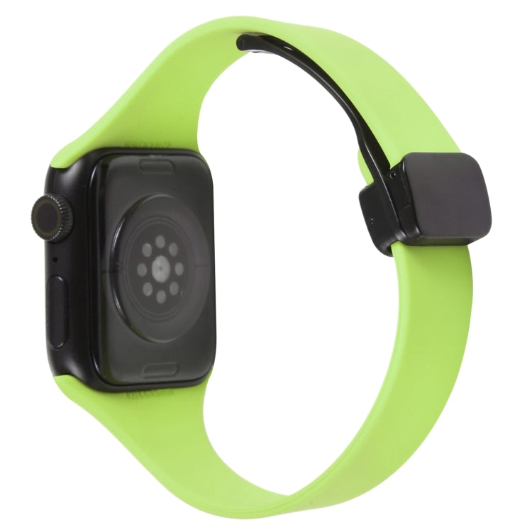 For Apple Watch SE 40mm Magnetic Buckle Slim Silicone Watch Band(Green) - Watch Bands by PMC TechLife | Online Shopping South Africa | PMC TechLife