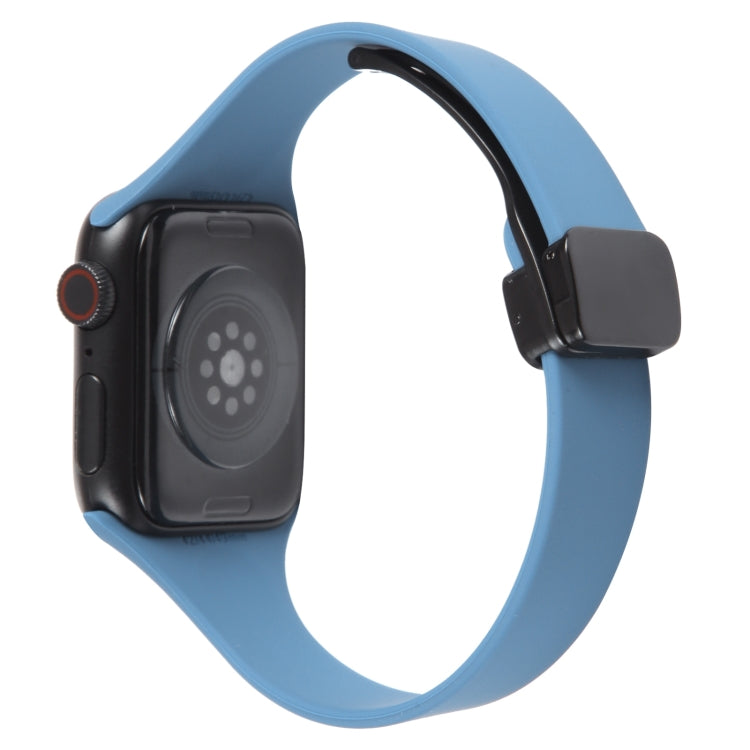 For Apple Watch SE 40mm Magnetic Buckle Slim Silicone Watch Band(Blue) - Watch Bands by PMC TechLife | Online Shopping South Africa | PMC TechLife