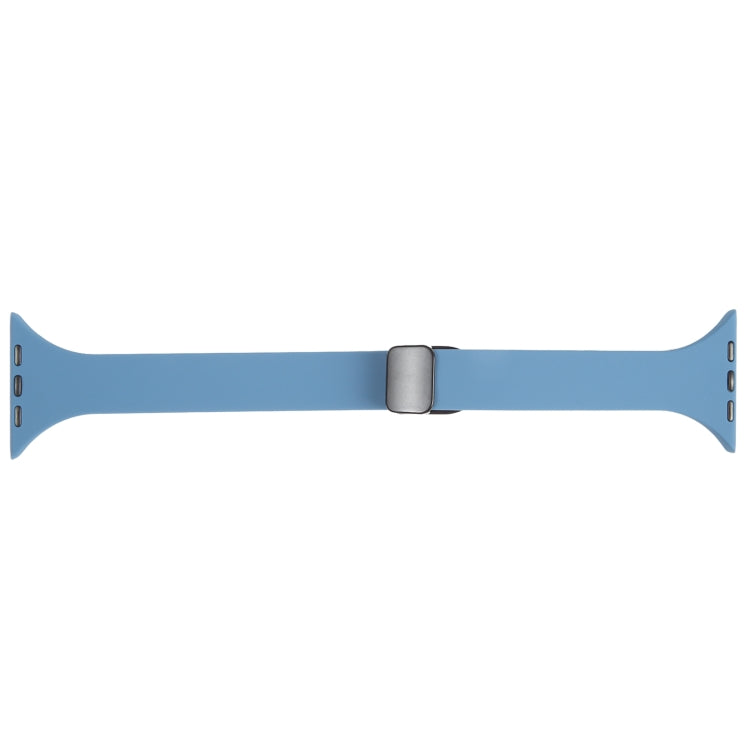For Apple Watch SE 44mm Magnetic Buckle Slim Silicone Watch Band(Blue) - Watch Bands by PMC TechLife | Online Shopping South Africa | PMC TechLife