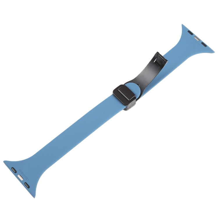 For Apple Watch 6 40mm Magnetic Buckle Slim Silicone Watch Band(Blue) - Watch Bands by PMC TechLife | Online Shopping South Africa | PMC TechLife