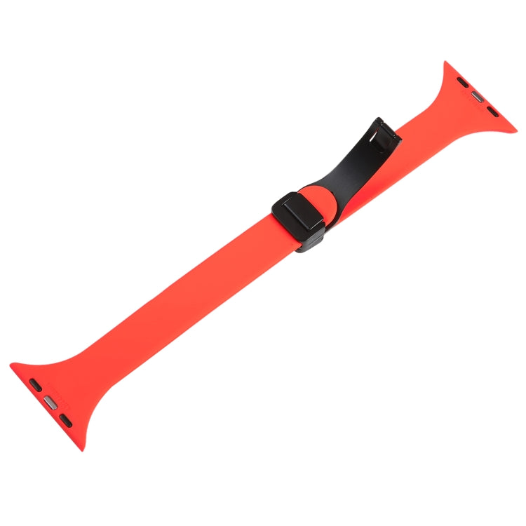 For Apple Watch 6 44mm Magnetic Buckle Slim Silicone Watch Band(Red) - Watch Bands by PMC TechLife | Online Shopping South Africa | PMC TechLife