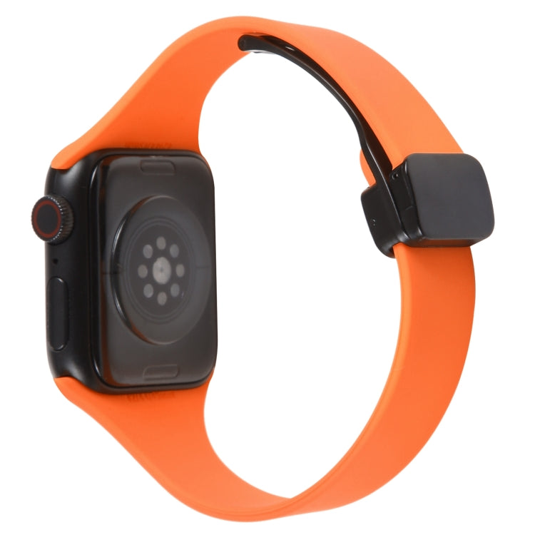 For Apple Watch 6 44mm Magnetic Buckle Slim Silicone Watch Band(Orange) - Watch Bands by PMC TechLife | Online Shopping South Africa | PMC TechLife
