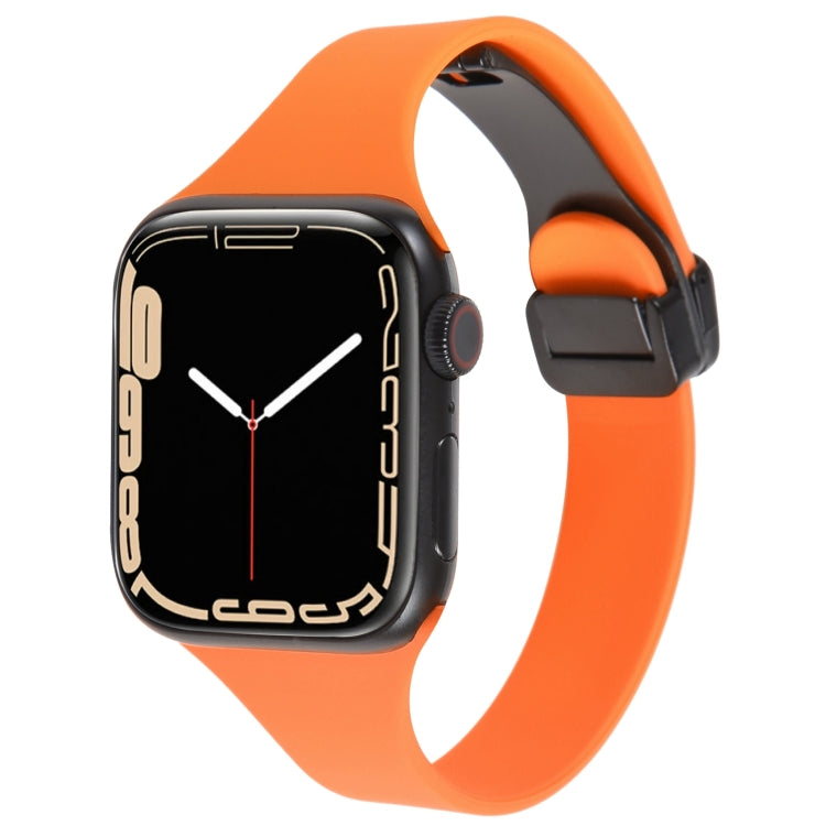 For Apple Watch 5 44mm Magnetic Buckle Slim Silicone Watch Band(Orange) - Watch Bands by PMC TechLife | Online Shopping South Africa | PMC TechLife