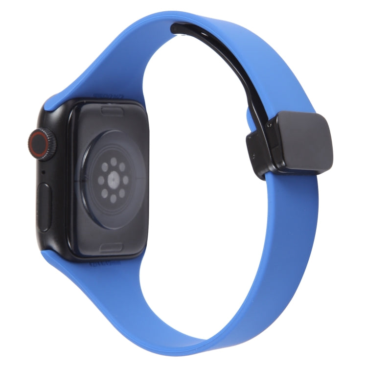 For Apple Watch 5 44mm Magnetic Buckle Slim Silicone Watch Band(Royal Blue) - Watch Bands by PMC TechLife | Online Shopping South Africa | PMC TechLife