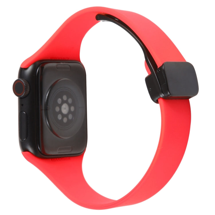For Apple Watch 4 44mm Magnetic Buckle Slim Silicone Watch Band(Red) - Watch Bands by PMC TechLife | Online Shopping South Africa | PMC TechLife