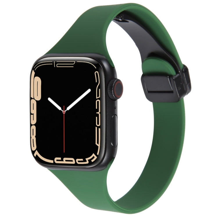 For Apple Watch 4 44mm Magnetic Buckle Slim Silicone Watch Band(Alfalfa Grass) - Watch Bands by PMC TechLife | Online Shopping South Africa | PMC TechLife