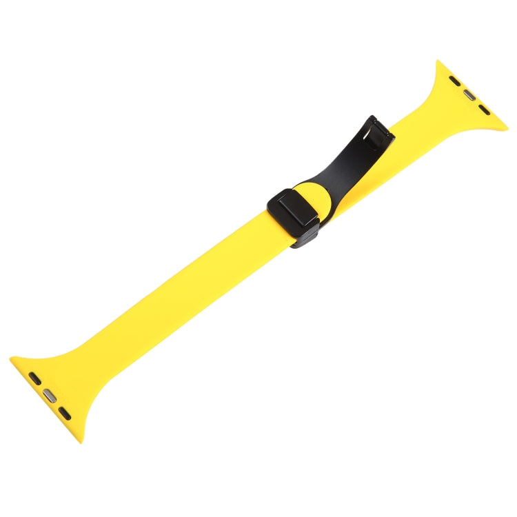 For Apple Watch 4 40mm Magnetic Buckle Slim Silicone Watch Band(Yellow) - Watch Bands by PMC TechLife | Online Shopping South Africa | PMC TechLife