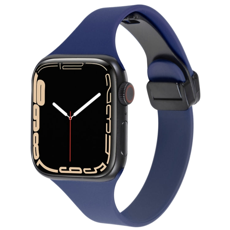 For Apple Watch 3 38mm Magnetic Buckle Slim Silicone Watch Band(Midnight Blue) - Watch Bands by PMC TechLife | Online Shopping South Africa | PMC TechLife