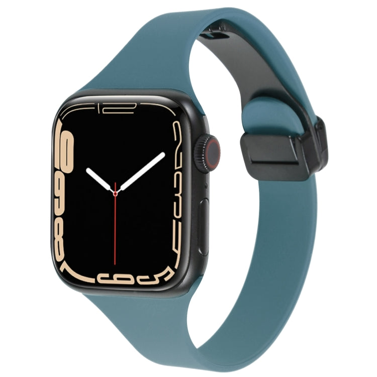 For Apple Watch 3 38mm Magnetic Buckle Slim Silicone Watch Band(Light Green) - Watch Bands by PMC TechLife | Online Shopping South Africa | PMC TechLife
