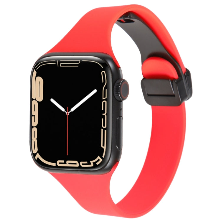 For Apple Watch 3 42mm Magnetic Buckle Slim Silicone Watch Band(Red) - Watch Bands by PMC TechLife | Online Shopping South Africa | PMC TechLife