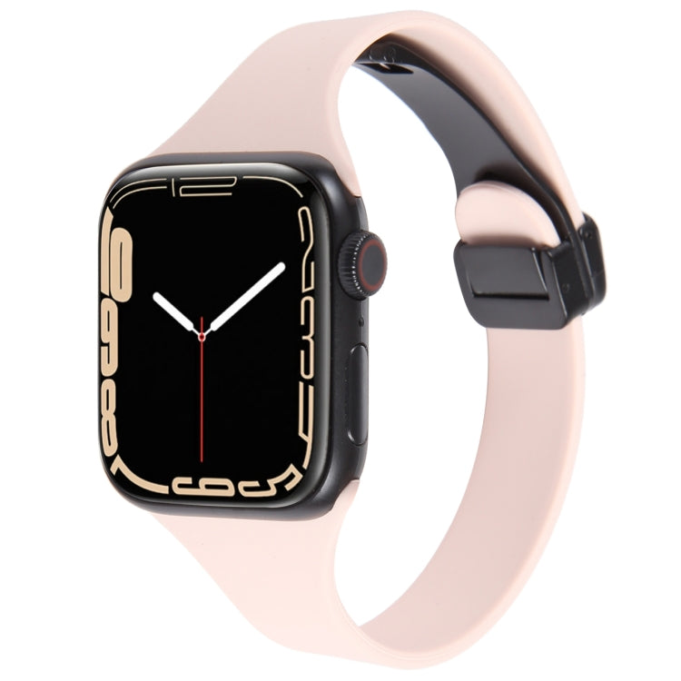 For Apple Watch 3 42mm Magnetic Buckle Slim Silicone Watch Band(Pink) - Watch Bands by PMC TechLife | Online Shopping South Africa | PMC TechLife