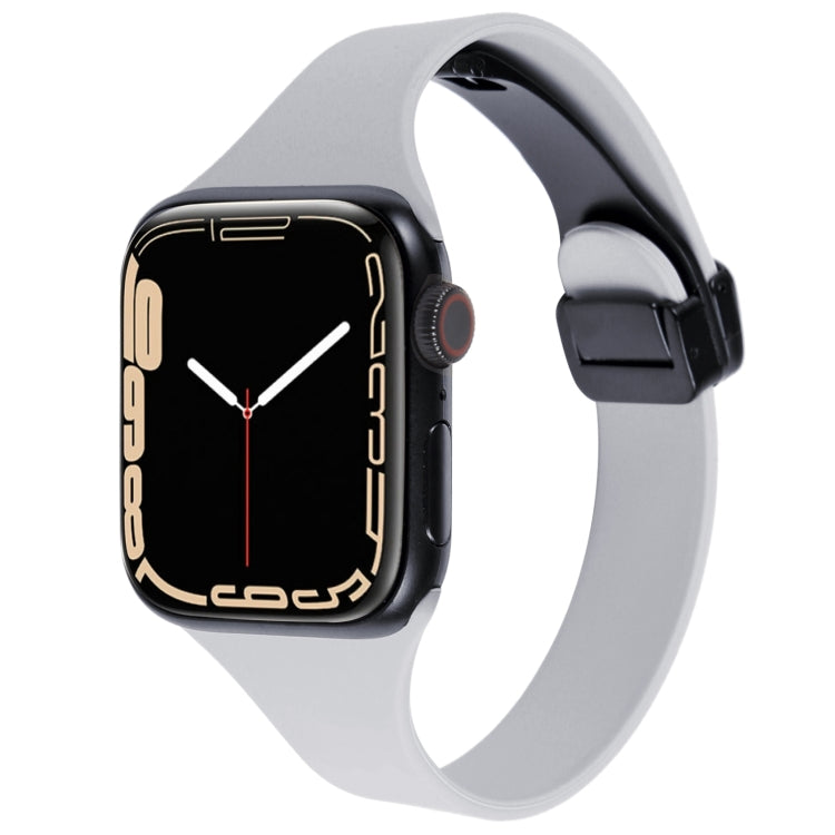 For Apple Watch 3 42mm Magnetic Buckle Slim Silicone Watch Band(Light Grey) - Watch Bands by PMC TechLife | Online Shopping South Africa | PMC TechLife