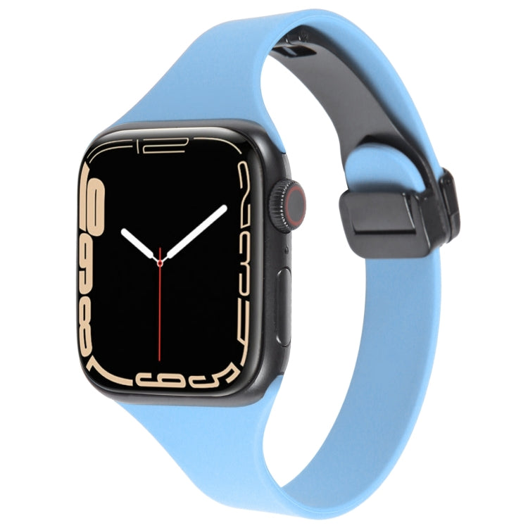 For Apple Watch 2 42mm Magnetic Buckle Slim Silicone Watch Band(Light Blue) - Watch Bands by PMC TechLife | Online Shopping South Africa | PMC TechLife