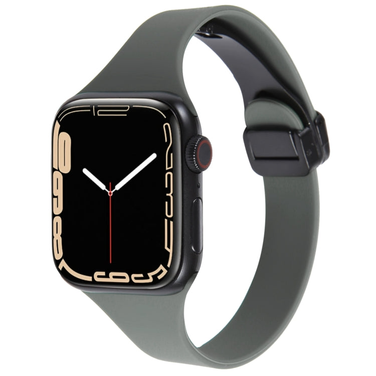 For Apple Watch 2 42mm Magnetic Buckle Slim Silicone Watch Band(Army Green) - Watch Bands by PMC TechLife | Online Shopping South Africa | PMC TechLife