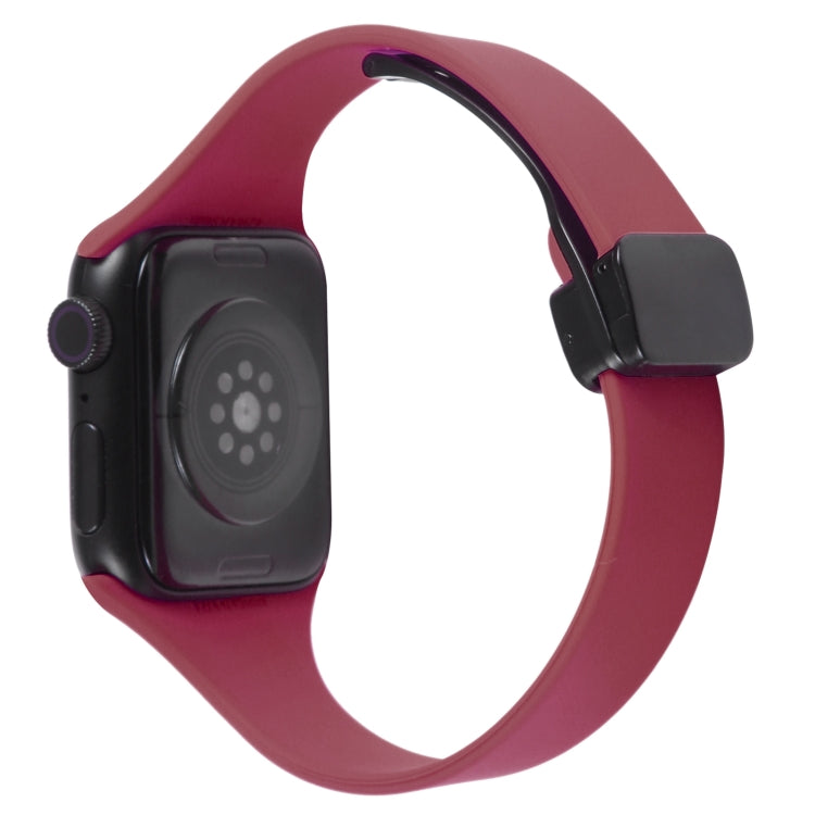 For Apple Watch 2 38mm Magnetic Buckle Slim Silicone Watch Band(Wine Red) - Watch Bands by PMC TechLife | Online Shopping South Africa | PMC TechLife