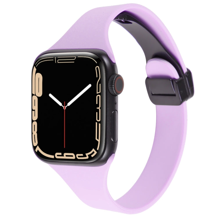 For Apple Watch 42mm Magnetic Buckle Slim Silicone Watch Band(Lavender) - Watch Bands by PMC TechLife | Online Shopping South Africa | PMC TechLife