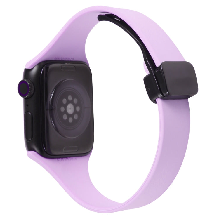 For Apple Watch 42mm Magnetic Buckle Slim Silicone Watch Band(Lavender) - Watch Bands by PMC TechLife | Online Shopping South Africa | PMC TechLife