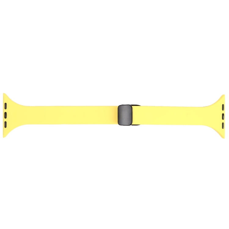 For Apple Watch 38mm Magnetic Buckle Slim Silicone Watch Band(Light Yellow) - Watch Bands by PMC TechLife | Online Shopping South Africa | PMC TechLife