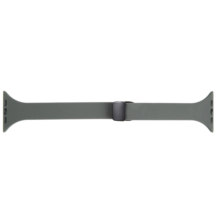 For Apple Watch 38mm Magnetic Buckle Slim Silicone Watch Band(Army Green) - Watch Bands by PMC TechLife | Online Shopping South Africa | PMC TechLife