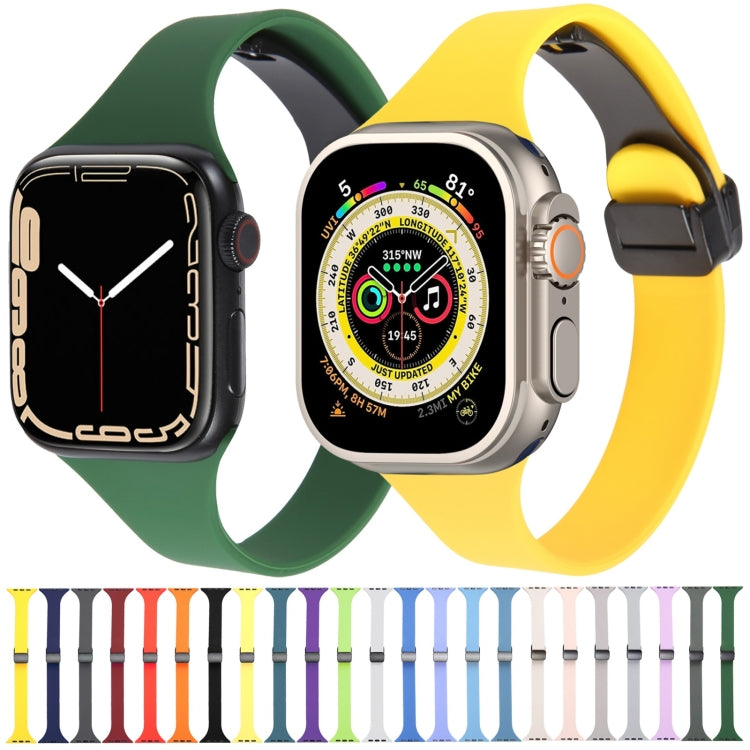 For Apple Watch 4 44mm Magnetic Buckle Slim Silicone Watch Band(Army Green) - Watch Bands by PMC TechLife | Online Shopping South Africa | PMC TechLife