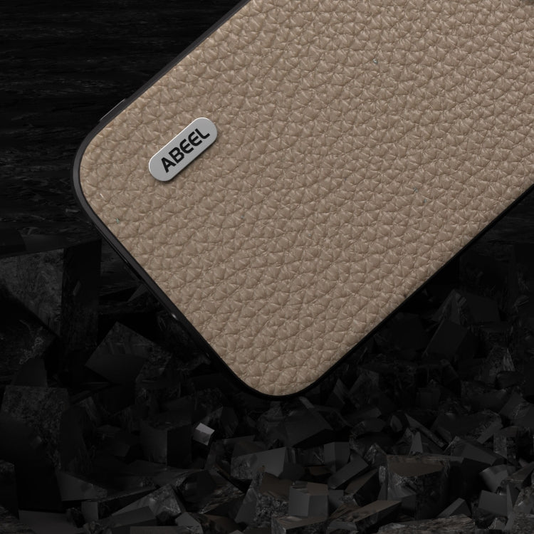 For iPhone 15 ABEEL Genuine Leather Litchi Texture Phone Case(Grey) - free shipping - PMC TechLife - Order now!