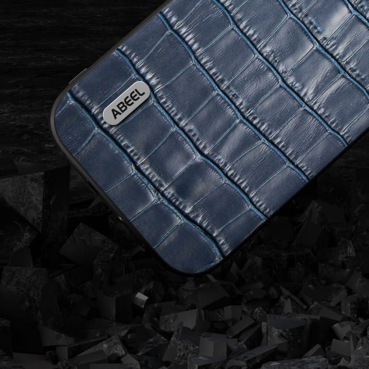 For iPhone 15 Pro ABEEL Crocodile Texture Genuine Leather Phone Case(Blue) - free shipping - PMC TechLife - Order now!