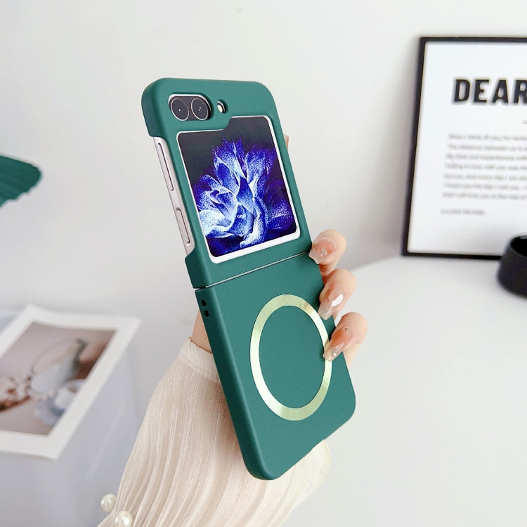 For Samsung Galaxy Z Flip5 Skin Feel Magsafe Magnetic Shockproof PC Phone Case(Dark Green) - free shipping - PMC TechLife - Order now!