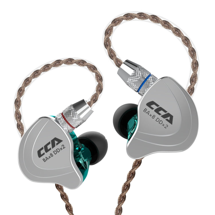 CCA CCA-C10 3.5mm Gold Plated Plug Ten Unit Hybrid Wire-controlled In-ear Earphone, Type:without Mic(Sapphire Cyan) - free shipping - PMC TechLife - Order now!