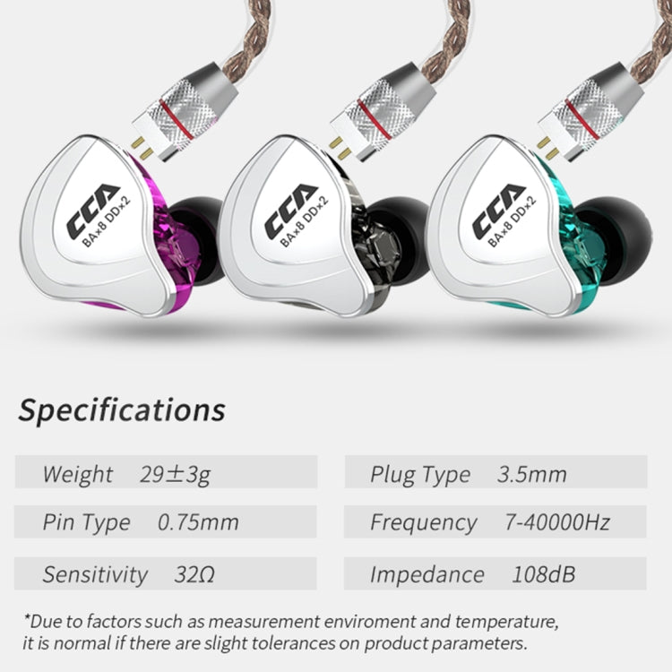 CCA CCA-C10 3.5mm Gold Plated Plug Ten Unit Hybrid Wire-controlled In-ear Earphone, Type:without Mic(Sapphire Cyan) - free shipping - PMC TechLife - Order now!