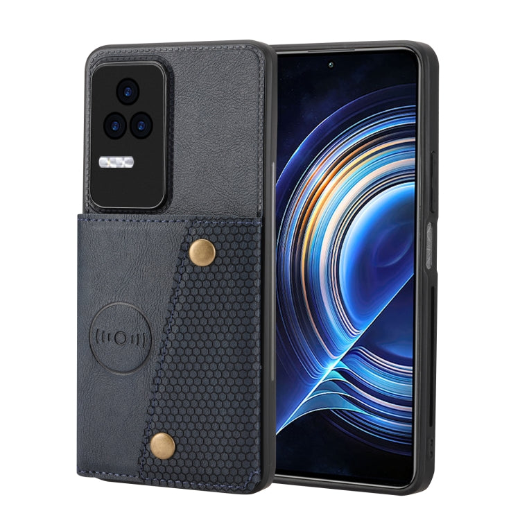For Xiaomi Redmi K40S / Poco F4 Double Buckle Card Slots Magnetic Phone Case(Blue) - free shipping - PMC TechLife - Order now!