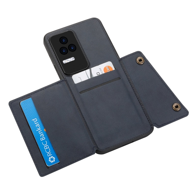 For Xiaomi Redmi K40S / Poco F4 Double Buckle Card Slots Magnetic Phone Case(Blue) - free shipping - PMC TechLife - Order now!