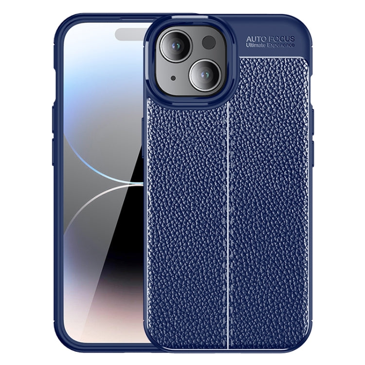 For iPhone 15 Plus Litchi Texture Shockproof TPU Phone Case(Blue) - free shipping - PMC TechLife - Order now!