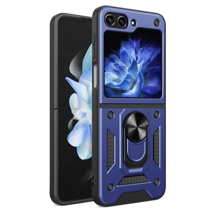For Samsung Galaxy Z Flip5 Armor Magnetic Bracket TPU+PC Phone Case(Blue) - free shipping - PMC TechLife - Order now!