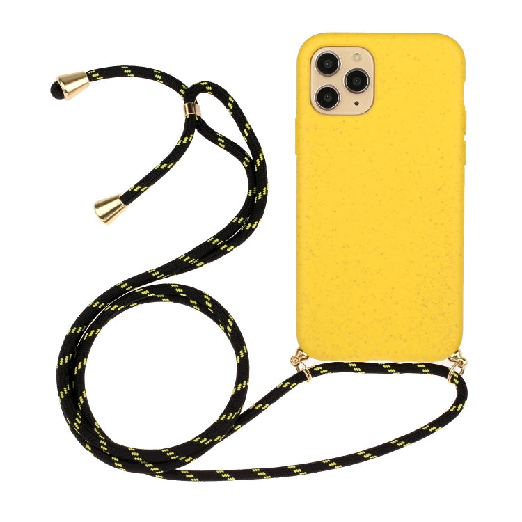 For iPhone 15 Pro Max Wheat Straw Material + TPU Phone Case with Lanyard(Yellow) - free shipping - PMC TechLife - Order now!