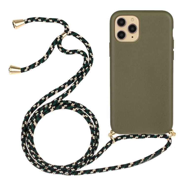 For iPhone 15 Pro Max Wheat Straw Material + TPU Phone Case with Lanyard(Army Green) - free shipping - PMC TechLife - Order now!