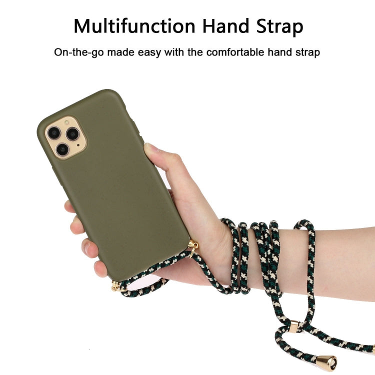 For iPhone 15 Pro Max Wheat Straw Material + TPU Phone Case with Lanyard(Army Green) - free shipping - PMC TechLife - Order now!