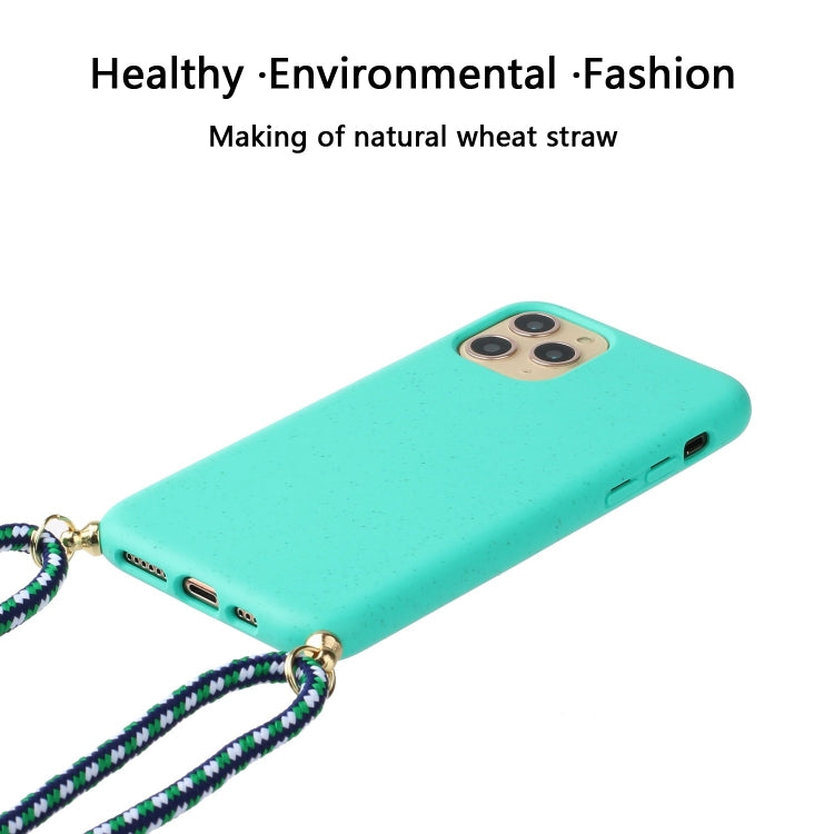 For iPhone 15 Pro Max Wheat Straw Material + TPU Phone Case with Lanyard(Green) - free shipping - PMC TechLife - Order now!