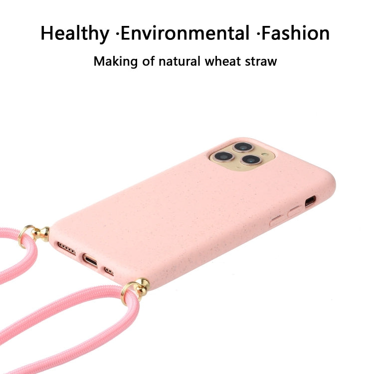 For iPhone 15 Pro Max Wheat Straw Material + TPU Phone Case with Lanyard(Pink) - free shipping - PMC TechLife - Order now!