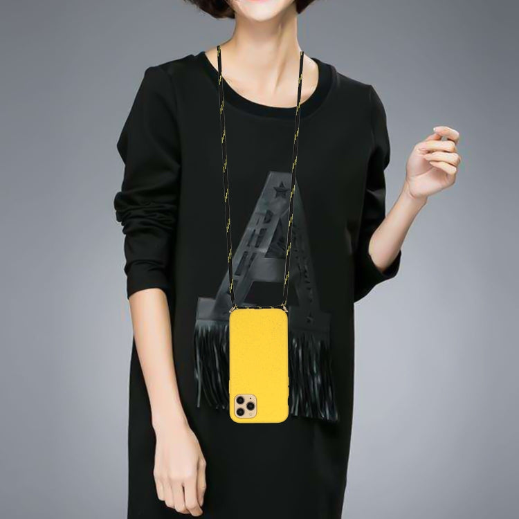 For iPhone 15 Pro Wheat Straw Material + TPU Phone Case with Lanyard(Yellow) - free shipping - PMC TechLife - Order now!