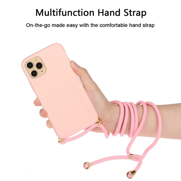 For iPhone 15 Pro Wheat Straw Material + TPU Phone Case with Lanyard(Pink) - free shipping - PMC TechLife - Order now!