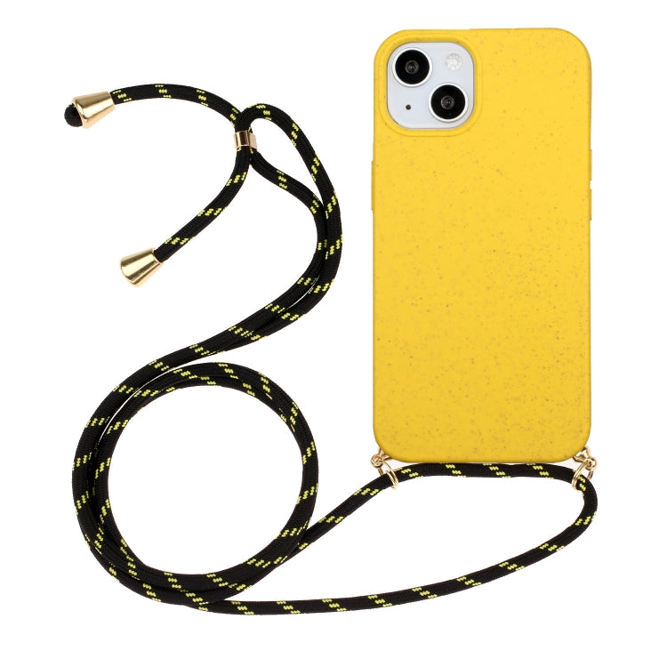 For iPhone 15 Plus Wheat Straw Material + TPU Phone Case with Lanyard(Yellow) - free shipping - PMC TechLife - Order now!
