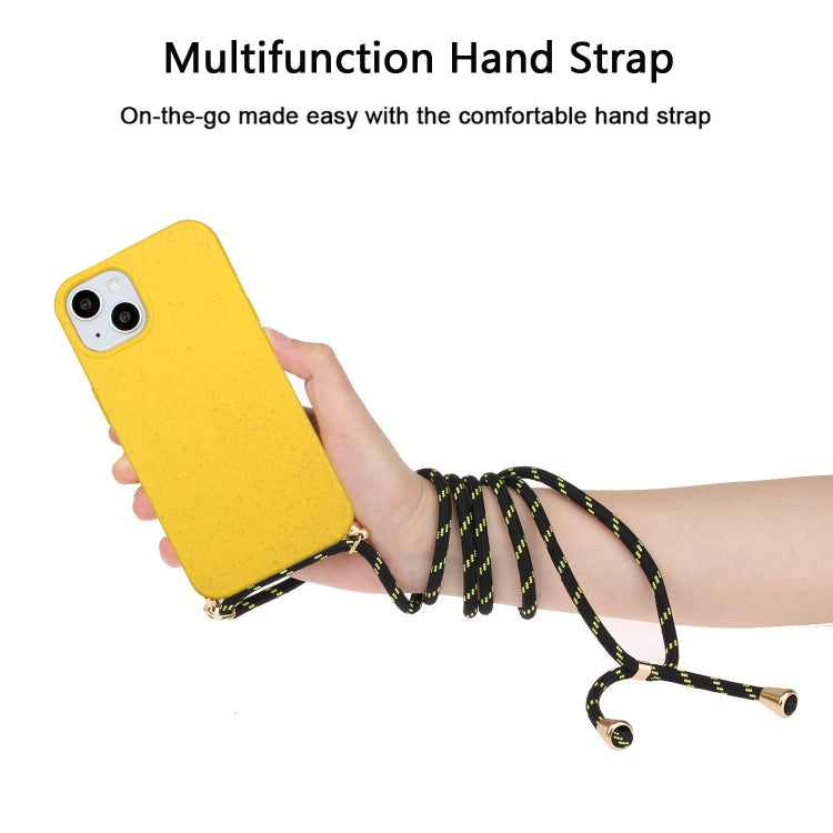 For iPhone 15 Plus Wheat Straw Material + TPU Phone Case with Lanyard(Yellow) - free shipping - PMC TechLife - Order now!